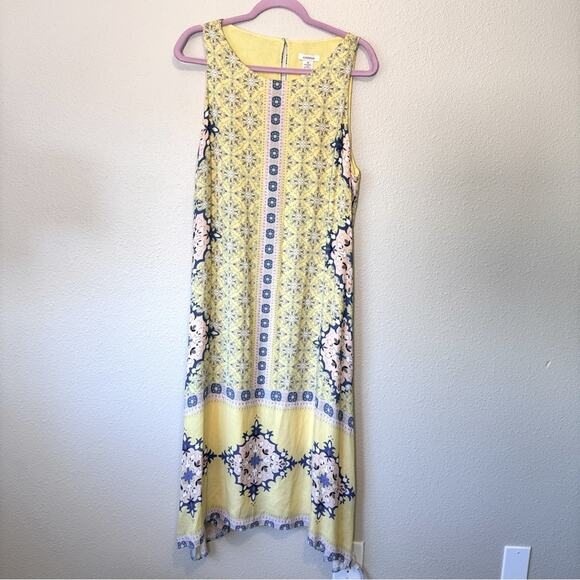 Sundance Yellow Purple Floral Sleeveless Shift Dress Womens 14 Modest Summer - Picture 1 of 10